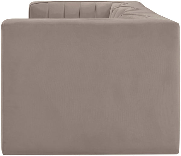 Meridian Furniture Rummi Three Piece Modular Sofa in Stain Resistant Taupe Velvet with Channel Tufting 660Taupe-S97
