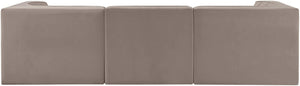 Meridian Furniture Rummi Three Piece Modular Sofa in Stain Resistant Taupe Velvet with Channel Tufting 660Taupe-S97