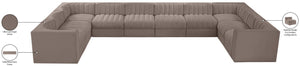 Meridian Furniture Rummi 10 Piece Modular Sectional Taupe Velvet Channel Tufted Low Profile Sofa 660Taupe-Sec10A