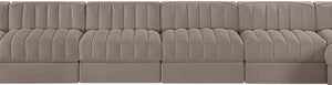 Meridian Furniture Rummi 10 Piece Modular Sectional Taupe Velvet Channel Tufted Low Profile Sofa 660Taupe-Sec10A