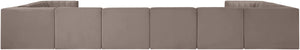 Meridian Furniture Rummi 10 Piece Modular Sectional Taupe Velvet Channel Tufted Low Profile Sofa 660Taupe-Sec10A