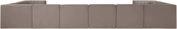 Meridian Furniture Rummi 10 Piece Modular Sectional Taupe Velvet Channel Tufted Low Profile Sofa 660Taupe-Sec10A