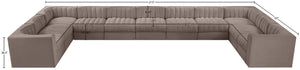 Meridian Furniture Rummi 11 Piece Modular Sectional with Channel Tufted Velvet Performance Upholstery 660Taupe-Sec11A