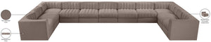 Meridian Furniture Rummi 11 Piece Modular Sectional with Channel Tufted Velvet Performance Upholstery 660Taupe-Sec11A