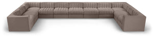 Meridian Furniture Rummi 11 Piece Modular Sectional with Channel Tufted Velvet Performance Upholstery 660Taupe-Sec11A