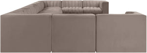 Meridian Furniture Rummi 11 Piece Modular Sectional with Channel Tufted Velvet Performance Upholstery 660Taupe-Sec11A
