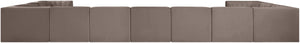 Meridian Furniture Rummi 11 Piece Modular Sectional with Channel Tufted Velvet Performance Upholstery 660Taupe-Sec11A