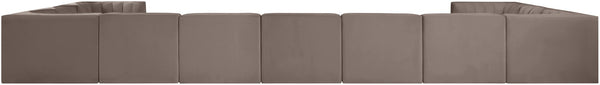 Meridian Furniture Rummi 11 Piece Modular Sectional with Channel Tufted Velvet Performance Upholstery 660Taupe-Sec11A