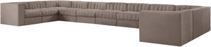 Meridian Furniture Rummi 11 Piece Modular Sectional with Channel Tufted Velvet Performance Upholstery 660Taupe-Sec11A
