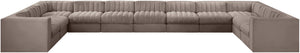 Meridian Furniture Rummi 11 Piece Modular Sectional with Channel Tufted Velvet Performance Upholstery 660Taupe-Sec11A