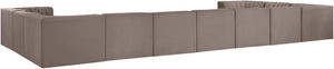 Meridian Furniture Rummi 11 Piece Modular Sectional with Channel Tufted Velvet Performance Upholstery 660Taupe-Sec11A