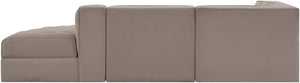 Meridian Furniture Rummi Channel Tufted Velvet Modular Sectional Sofa with Solid Wood Frame for Modern Living Taupe 660Taupe-Sec3A