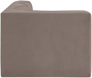 Meridian Furniture Rummi Channel Tufted Velvet Modular Sectional Sofa with Solid Wood Frame for Modern Living Taupe 660Taupe-Sec3A