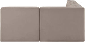 Meridian Furniture Rummi Four Piece Modular Sectional Taupe Velvet Channel Tufted Low Profile Sofa 660Taupe-Sec4A