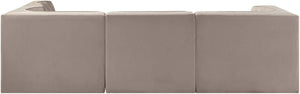 Meridian Furniture Rummi Four Piece Modular Sectional Taupe Velvet Channel Tufted Contemporary Sofa 660Taupe-Sec4B