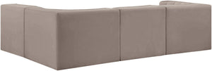 Meridian Furniture Rummi Four Piece Modular Sectional Taupe Velvet Channel Tufted Contemporary Sofa 660Taupe-Sec4B