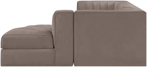 Meridian Furniture Rummi Channel Tufted Taupe Velvet Four Piece Modular Sectional for Modern Living 660Taupe-Sec4C