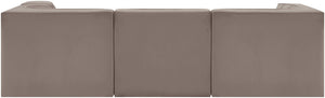 Meridian Furniture Rummi Channel Tufted Taupe Velvet Four Piece Modular Sectional for Modern Living 660Taupe-Sec4C
