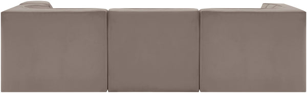 Meridian Furniture Rummi Channel Tufted Taupe Velvet Four Piece Modular Sectional for Modern Living 660Taupe-Sec4C
