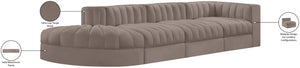 Meridian Furniture Rummi Taupe Velvet Modular Sectional with Channel Tufting and Stain Resistant Fabric 660Taupe-Sec4D