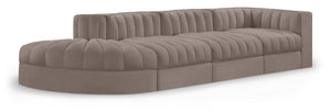Meridian Furniture Rummi Taupe Velvet Modular Sectional with Channel Tufting and Stain Resistant Fabric 660Taupe-Sec4D