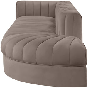 Meridian Furniture Rummi Taupe Velvet Modular Sectional with Channel Tufting and Stain Resistant Fabric 660Taupe-Sec4D