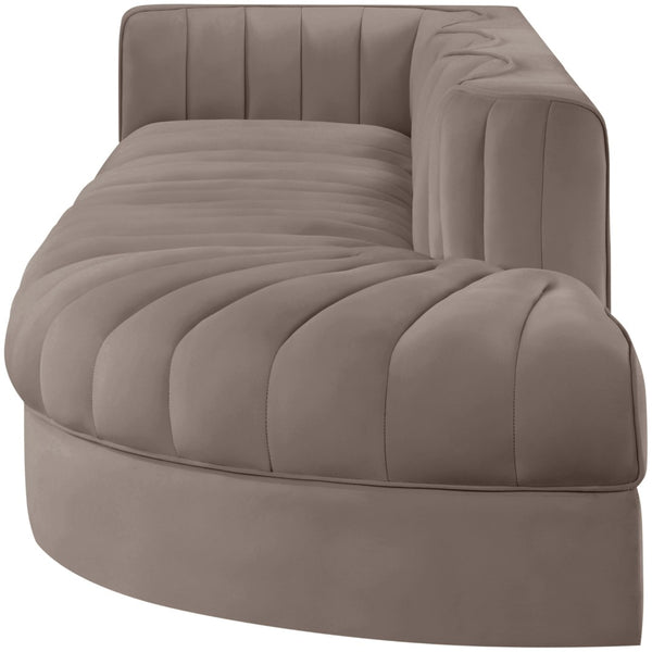 Meridian Furniture Rummi Taupe Velvet Modular Sectional with Channel Tufting and Stain Resistant Fabric 660Taupe-Sec4D