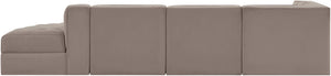 Meridian Furniture Rummi Taupe Velvet Modular Sectional with Channel Tufting and Stain Resistant Fabric 660Taupe-Sec4D