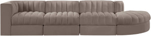 Meridian Furniture Rummi Taupe Velvet Modular Sectional with Channel Tufting and Stain Resistant Fabric 660Taupe-Sec4D