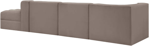 Meridian Furniture Rummi Taupe Velvet Modular Sectional with Channel Tufting and Stain Resistant Fabric 660Taupe-Sec4D