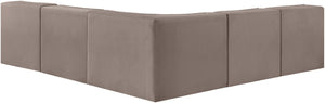 Meridian Furniture Rummi 5 Piece Modular Sectional with Channel Tufted Taupe Velvet Performance Fabric 660Taupe-Sec5A