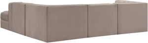 Meridian Furniture Rummi Five Piece Modular Sectional Taupe Velvet Channel Tufted Contemporary Sofa 660Taupe-Sec5C