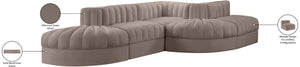 Meridian Furniture Rummi Five Piece Modular Sectional Plush Velvet Channel Tufted Living Room Sofa 660Taupe-Sec5D