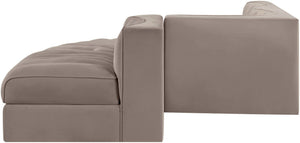 Meridian Furniture Rummi Five Piece Modular Sectional Plush Velvet Channel Tufted Living Room Sofa 660Taupe-Sec5D