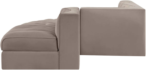 Meridian Furniture Rummi Five Piece Modular Sectional Plush Velvet Channel Tufted Living Room Sofa 660Taupe-Sec5D
