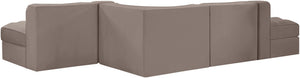 Meridian Furniture Rummi Five Piece Modular Sectional Plush Velvet Channel Tufted Living Room Sofa 660Taupe-Sec5D