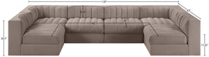 Meridian Furniture Rummi Six Piece Modular Sectional Stain Resistant Velvet Channel Tufted Low Profile 660Taupe-Sec6A