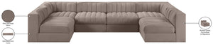 Meridian Furniture Rummi Six Piece Modular Sectional Stain Resistant Velvet Channel Tufted Low Profile 660Taupe-Sec6A