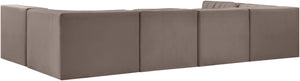 Meridian Furniture Rummi Six Piece Modular Sectional Stain Resistant Velvet Channel Tufted Low Profile 660Taupe-Sec6A