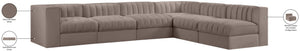 Meridian Furniture Rummi Six Piece Modular Sectional Velvet Performance Fabric Channel Tufted Sofa 660Taupe-Sec6B