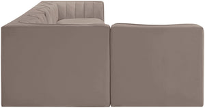 Meridian Furniture Rummi Six Piece Modular Sectional Velvet Performance Fabric Channel Tufted Lounge 660Taupe-Sec6E