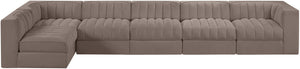 Meridian Furniture Rummi Six Piece Modular Sectional Velvet Performance Fabric Channel Tufted Lounge 660Taupe-Sec6E