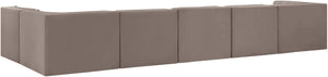 Meridian Furniture Rummi Six Piece Modular Sectional Velvet Performance Fabric Channel Tufted Lounge 660Taupe-Sec6E