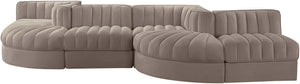 Meridian Furniture Rummi Six Piece Channel Tufted Modular Sectional in Stain Resistant Taupe Velvet 660Taupe-Sec6F