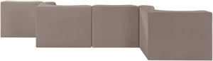 Meridian Furniture Rummi Six Piece Channel Tufted Modular Sectional in Stain Resistant Taupe Velvet 660Taupe-Sec6F