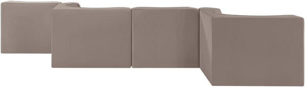 Meridian Furniture Rummi Six Piece Channel Tufted Modular Sectional in Stain Resistant Taupe Velvet 660Taupe-Sec6F