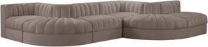 Meridian Furniture Rummi Six Piece Channel Tufted Modular Sectional in Stain Resistant Taupe Velvet 660Taupe-Sec6F