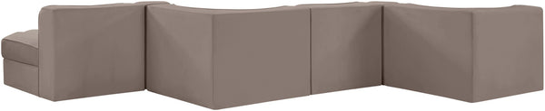Meridian Furniture Rummi Six Piece Channel Tufted Modular Sectional in Stain Resistant Taupe Velvet 660Taupe-Sec6F