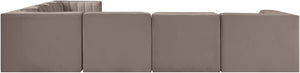 Meridian Furniture Rummi 7 Piece Modular Sectional Velvet Performance Fabric with Channel Tufting Detail 660Taupe-Sec7A