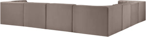 Meridian Furniture Rummi 7 Piece Modular Sectional Velvet Performance Fabric with Channel Tufting Detail 660Taupe-Sec7A